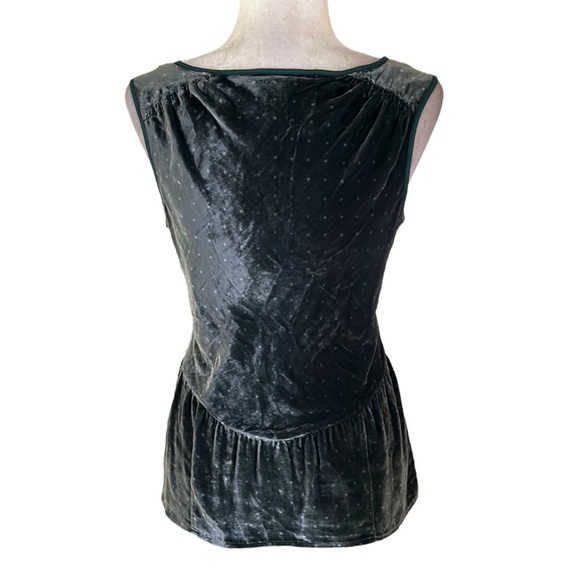 Marc Jacobs Moss Green Polkadot Velvet Peplum Tank Top - 6 - Picture 5 of 10